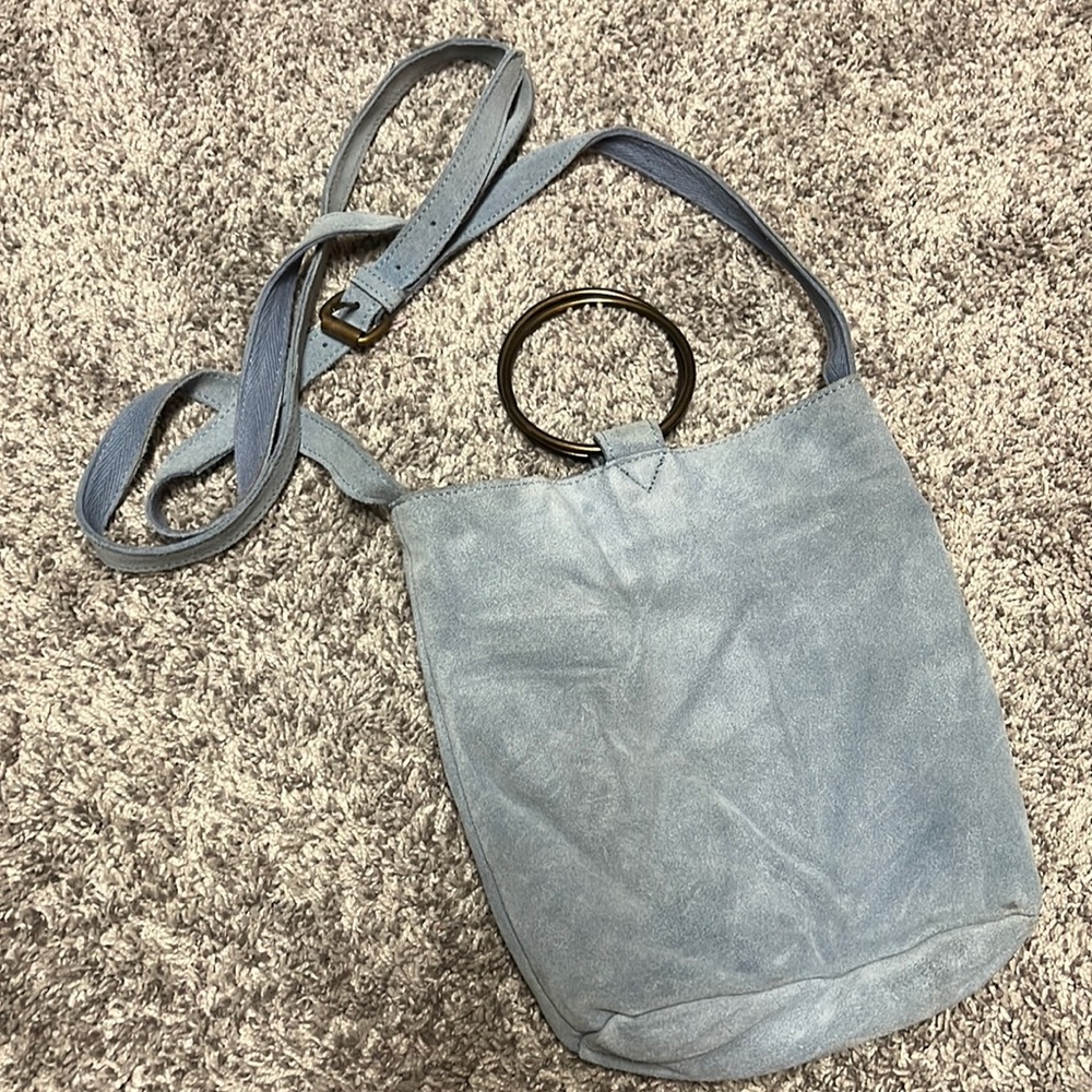 Blue suede purse